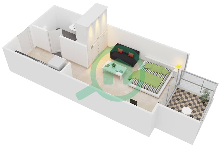 Samia Azizi - Studio Apartment Unit 16 Floor plan interactive3D