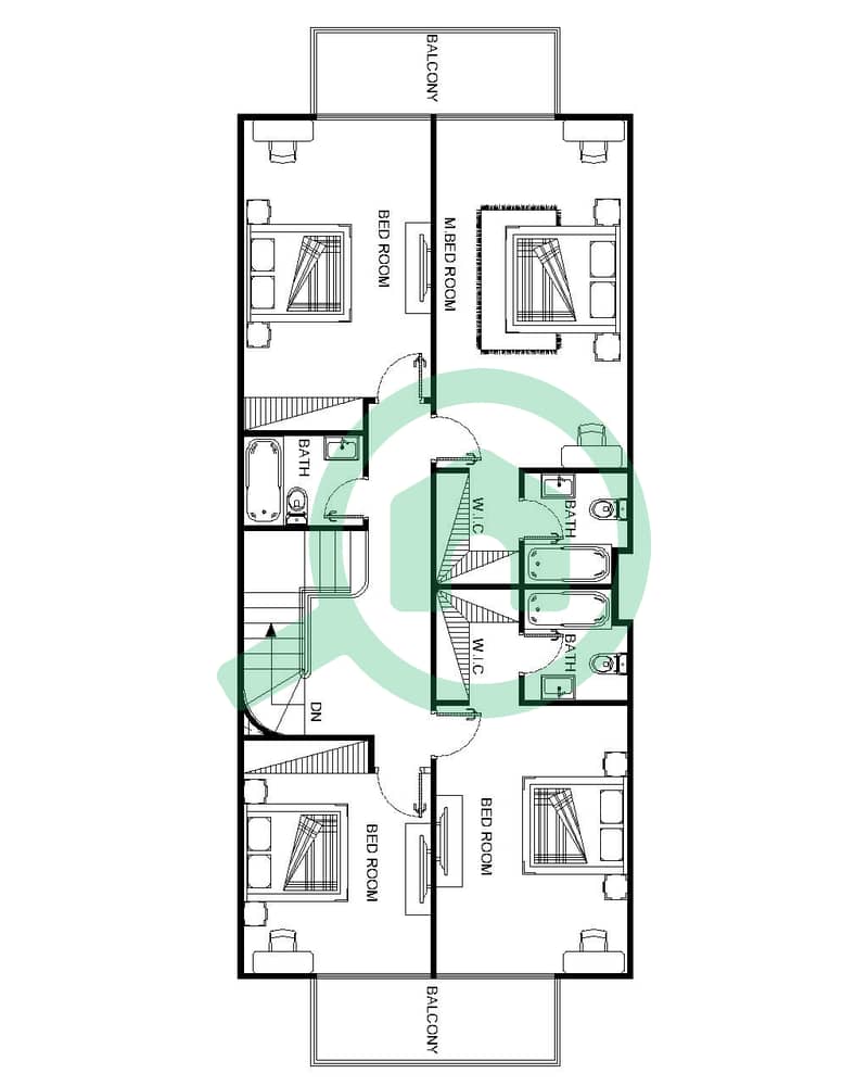 多瑙河畔梦幻住宅区 - 4 卧室联排别墅类型1M戶型图 interactive3D