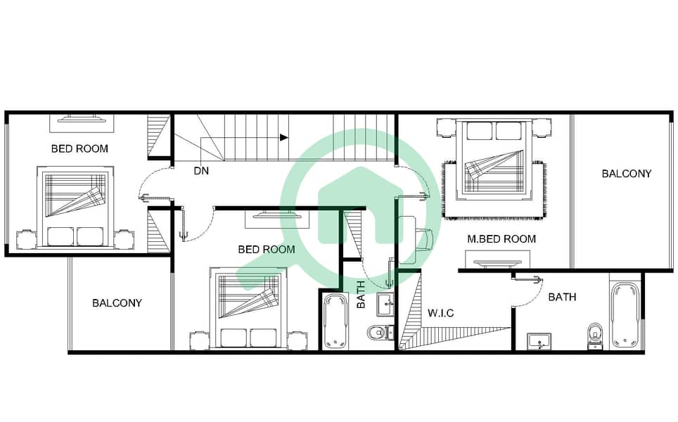 المخططات الطابقية لتصميم النموذج 3 تاون هاوس 3 غرف نوم - دريمز من دانوب interactive3D