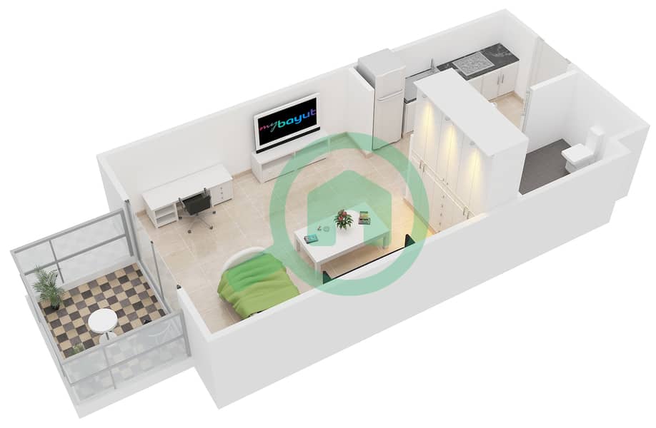 Samia Azizi - Studio Apartment Unit 22 Floor plan interactive3D