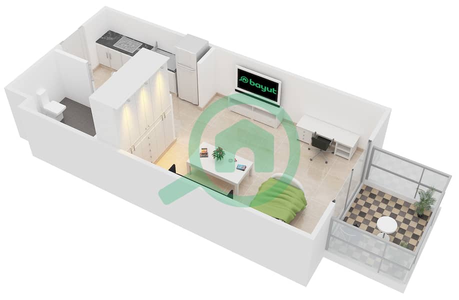 Samia Azizi - Studio Apartment Unit 23 Floor plan interactive3D