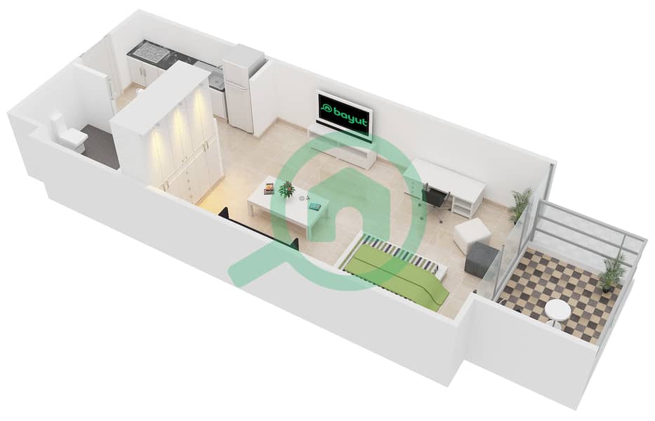 Samia Azizi - Studio Apartment Unit 6 Floor plan interactive3D