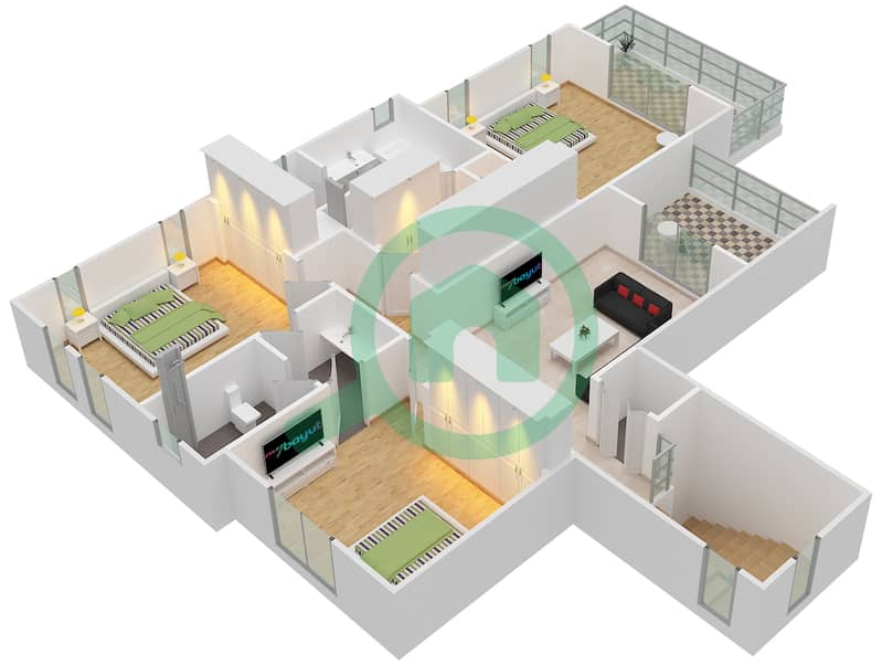 Rasha - 4 Bedroom Villa Type 2 Floor plan First Floor interactive3D