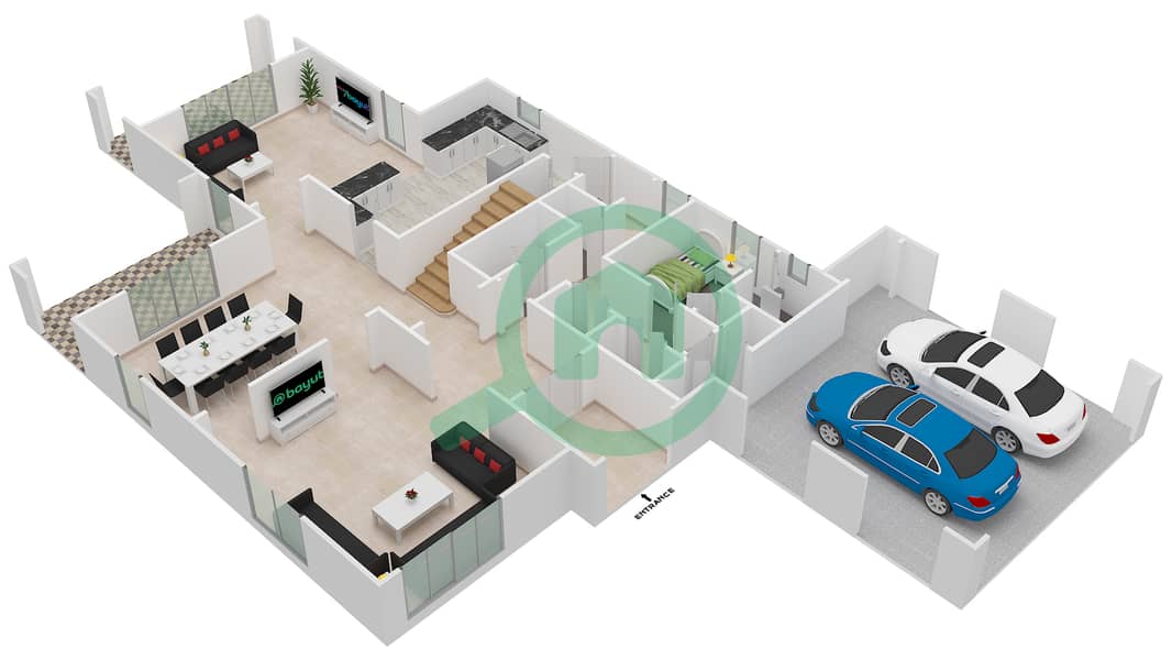 Rasha - 4 Bedroom Villa Type 1 Floor plan Ground Floor interactive3D