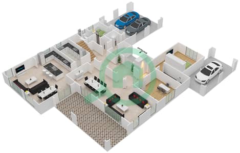 المخططات الطابقية لتصميم النموذج 5 فیلا 6 غرف نوم - رشا