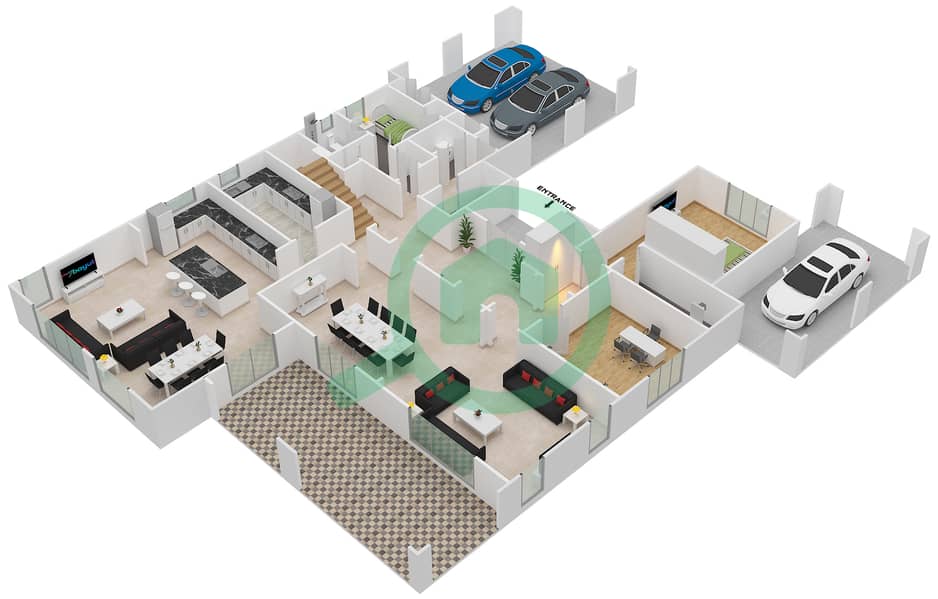 拉夏社区 - 6 卧室别墅类型5戶型图 Ground Floor interactive3D