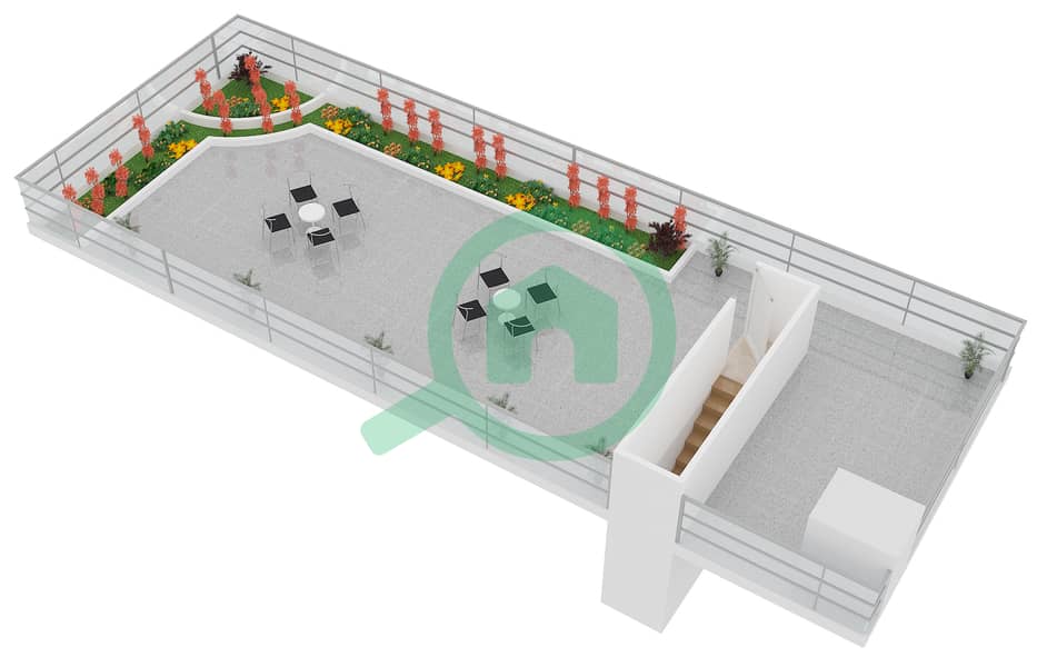 المخططات الطابقية لتصميم النموذج B3 FLOOR 5 شقة 2 غرفة نوم - الكوف interactive3D