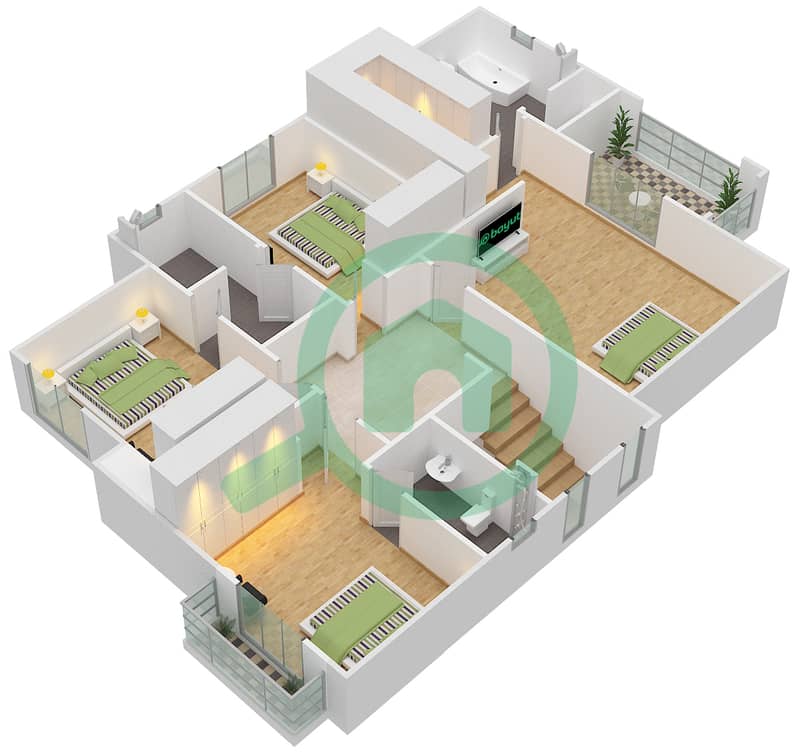 Лила - Вилла 5 Cпальни планировка Тип 5 First Floor interactive3D