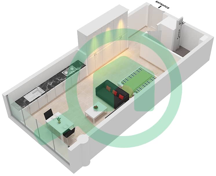 المخططات الطابقية لتصميم النموذج A1 شقة استوديو - ليبرتي هاوس interactive3D