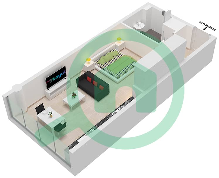 المخططات الطابقية لتصميم النموذج A01 شقة استوديو - ليبرتي هاوس interactive3D