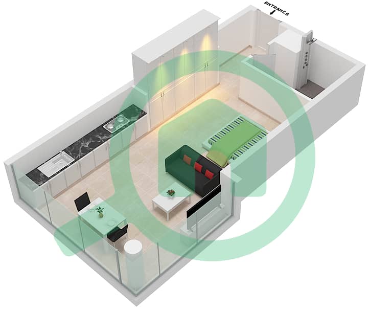 Liberty House - Studio Apartment Type A2,A5 Floor plan interactive3D