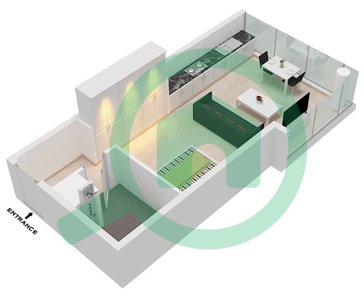 Liberty House - Studio Apartment Type A03,A06 Floor plan interactive3D