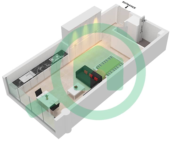 المخططات الطابقية لتصميم النموذج A4 شقة استوديو - ليبرتي هاوس interactive3D