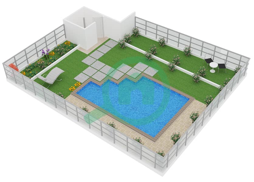 المخططات الطابقية لتصميم النموذج 6 شقة 3 غرف نوم - ايسيس شاتو‎ interactive3D
