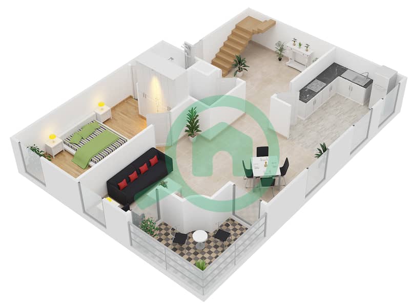 阿斯托利亚公寓 - 3 卧室公寓单位D2戶型图 interactive3D