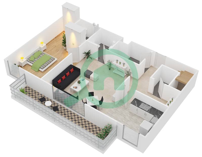Резиденция Астория - Апартамент 3 Cпальни планировка Единица измерения D3 interactive3D