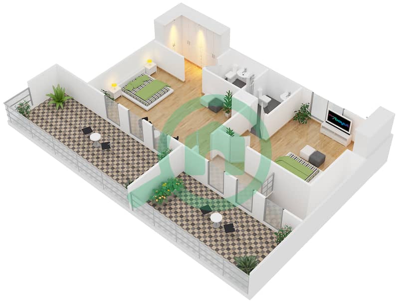 Резиденция Астория - Апартамент 3 Cпальни планировка Единица измерения D3 interactive3D
