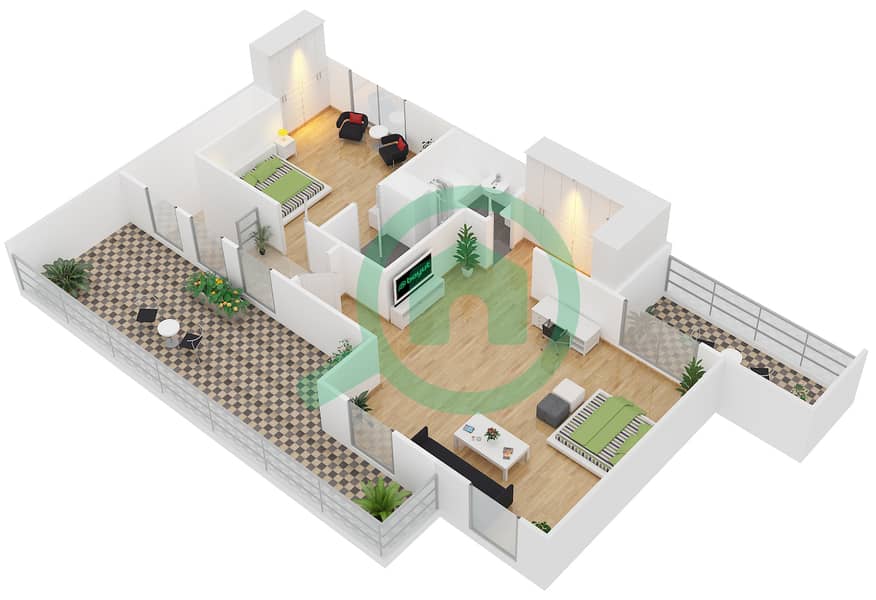 阿斯托利亚公寓 - 3 卧室公寓单位D5戶型图 interactive3D