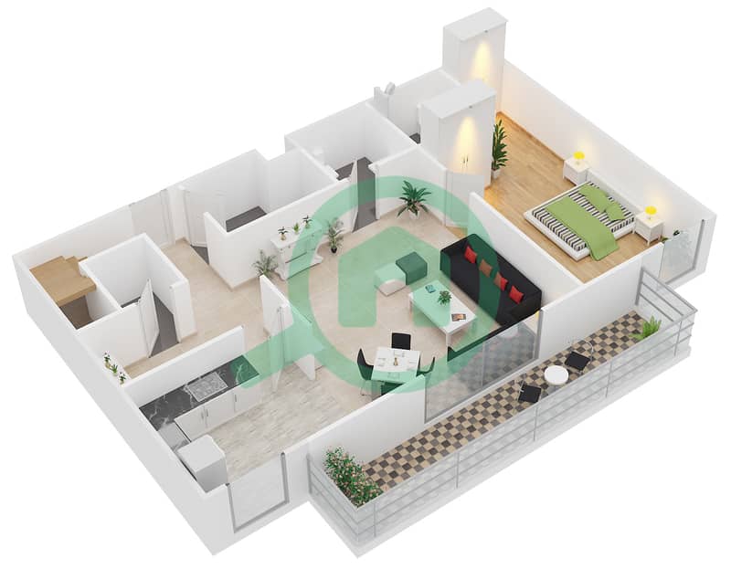阿斯托利亚公寓 - 3 卧室公寓单位D4戶型图 interactive3D