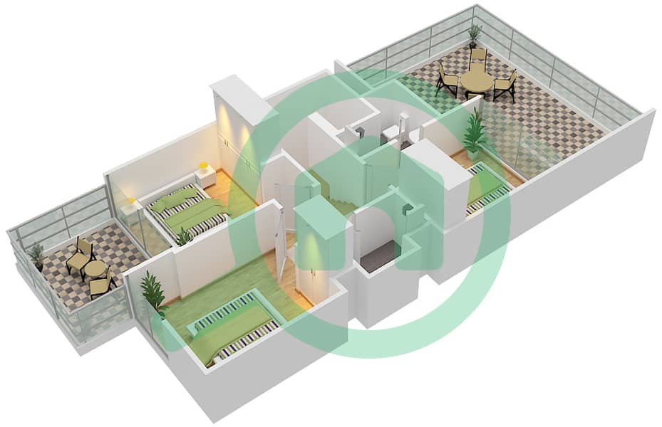 المخططات الطابقية لتصميم النموذج R4A-EM فیلا 4 غرف نوم - فلل بيلا interactive3D