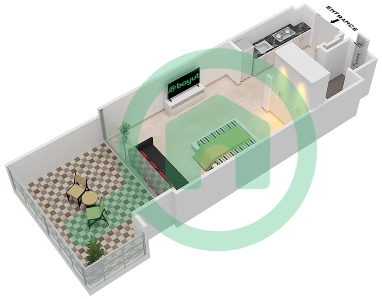 Azizi Riviera 48 - Studio Apartment Type 1 FIRST FLOOR Floor plan interactive3D