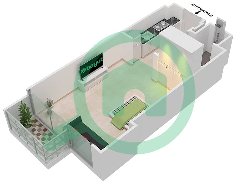 المخططات الطابقية لتصميم النموذج 2 FLOOR 2-9 شقة استوديو - عزيزي ريفييرا 48 interactive3D