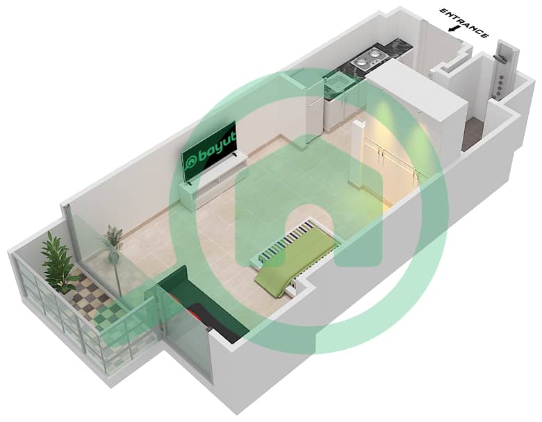 Азизи Ривьера 48 - Апартамент Студия планировка Тип 2 FLOOR 2-9 interactive3D