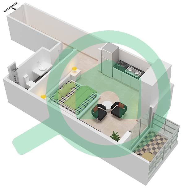 贝尔格莱维亚住宅2号楼 - 单身公寓类型／单位T2A/211戶型图 interactive3D