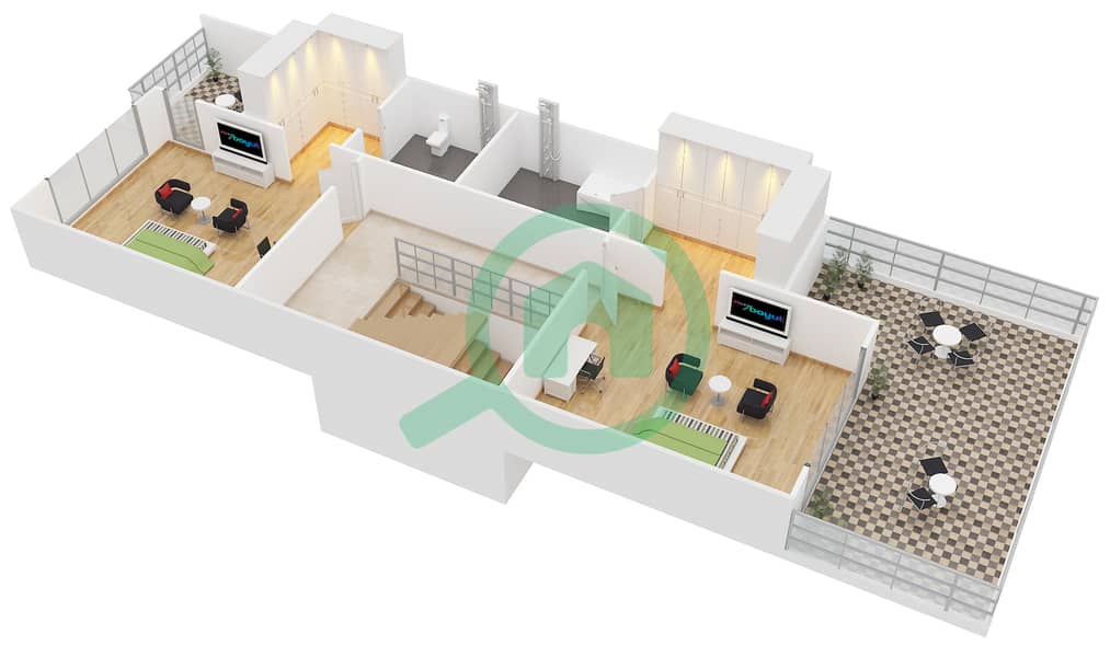 JVC District 12 - 4 Bedroom Townhouse Type 1 Floor plan interactive3D