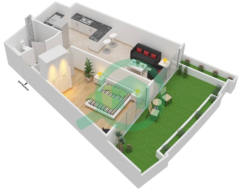 Cappadocia - 1 Bedroom Apartment Unit 115 Floor plan interactive3D