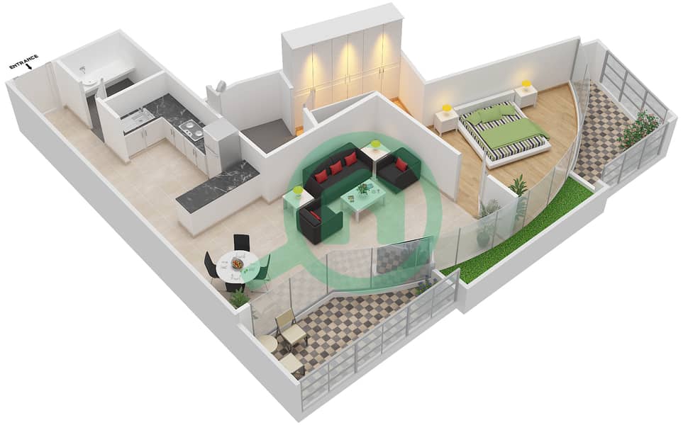 Cappadocia - 1 Bedroom Apartment Unit 310 Floor plan interactive3D