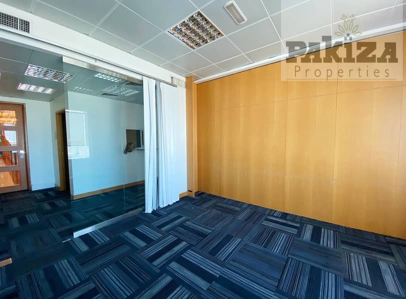 10 NEAR METRO|CLOSED GLASS PARTITIONS|BRIGHT & SPACIOUS FULLY FITTED OFFICE FOR RENT IN SHEIK ZAYED ROAD