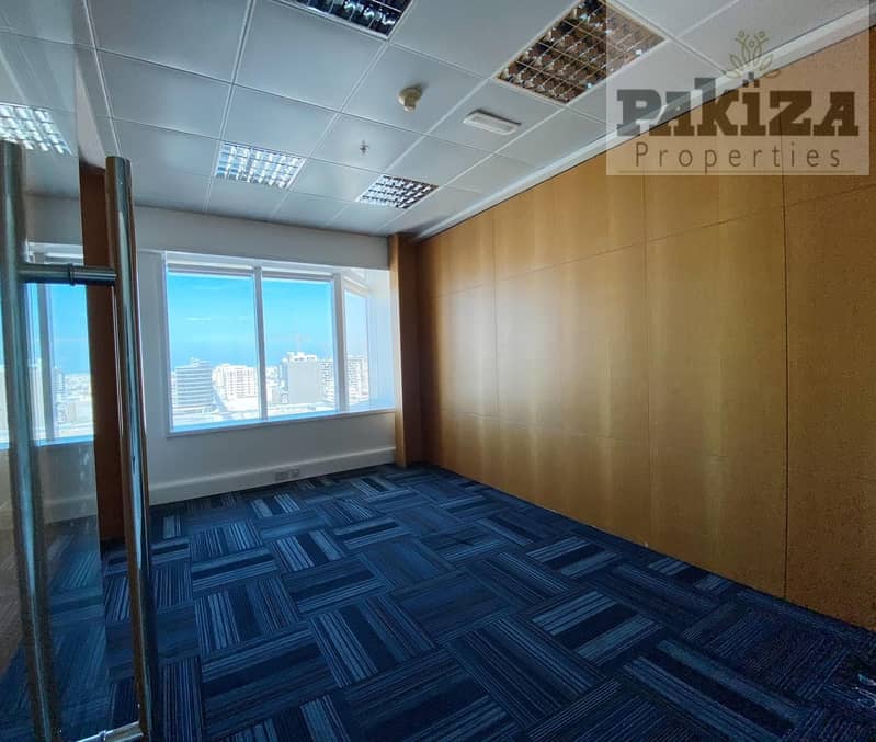 9 NEAR METRO|CLOSED GLASS PARTITIONS|BRIGHT & SPACIOUS FULLY FITTED OFFICE FOR RENT IN SHEIK ZAYED ROAD
