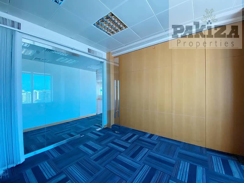 2 NEAR METRO|CLOSED GLASS PARTITIONS|BRIGHT & SPACIOUS FULLY FITTED OFFICE FOR RENT IN SHEIK ZAYED ROAD