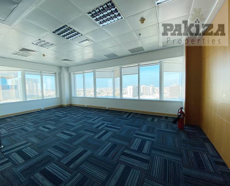 7 NEAR METRO|CLOSED GLASS PARTITIONS|BRIGHT & SPACIOUS FULLY FITTED OFFICE FOR RENT IN SHEIK ZAYED ROAD