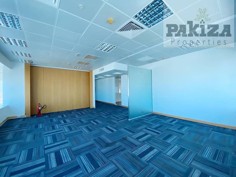 4 NEAR METRO|CLOSED GLASS PARTITIONS|BRIGHT & SPACIOUS FULLY FITTED OFFICE FOR RENT IN SHEIK ZAYED ROAD