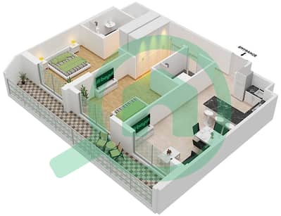 المخططات الطابقية لتصميم الوحدة 211 شقة 2 غرفة نوم - 2020 ماركيز