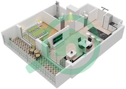 المخططات الطابقية لتصميم الوحدة 217 شقة 1 غرفة نوم - 2020 ماركيز