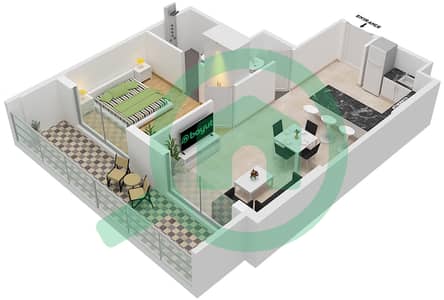 المخططات الطابقية لتصميم الوحدة 218 شقة 1 غرفة نوم - 2020 ماركيز
