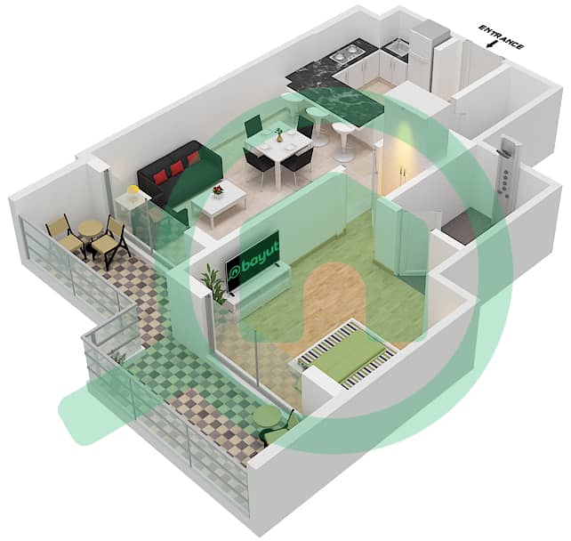 2020马奎斯公寓 - 1 卧室公寓单位216戶型图 Second Floor interactive3D