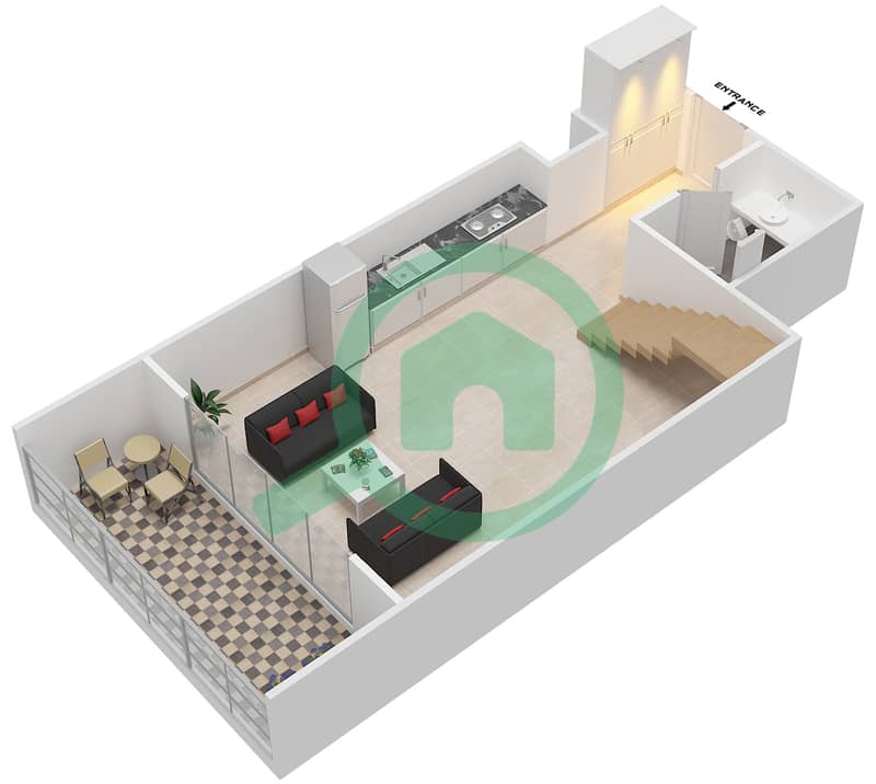 Каппадокия - Апартамент 1 Спальня планировка Единица измерения 307 interactive3D