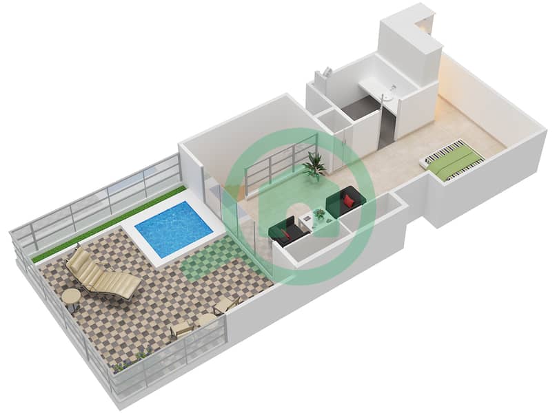 卡帕多奇亚住宅楼 - 1 卧室公寓单位309戶型图 interactive3D