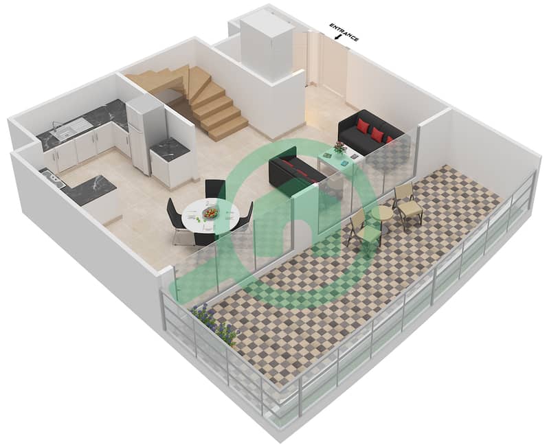Каппадокия - Апартамент 1 Спальня планировка Единица измерения 318 interactive3D