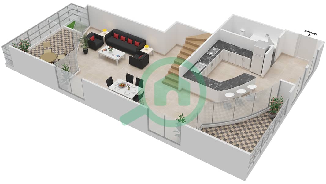 Cappadocia - 2 Bedroom Apartment Unit 315 Floor plan interactive3D