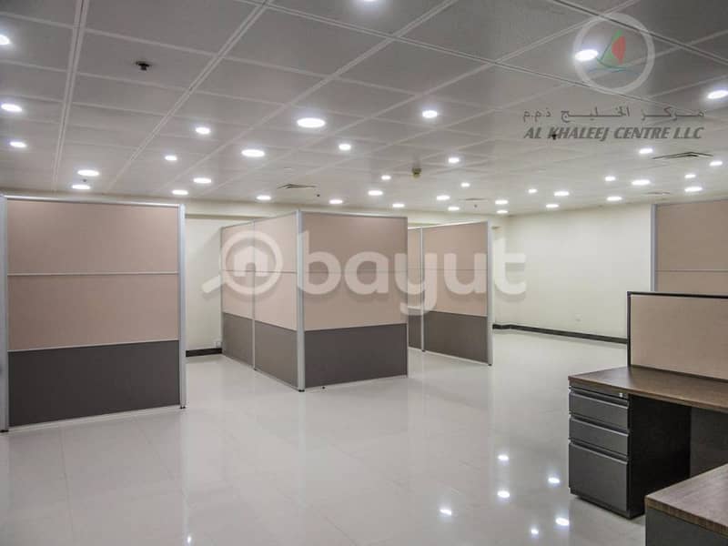 Spacious Office Summer Rent Rate with Partition Available in Al Khaleej Centre