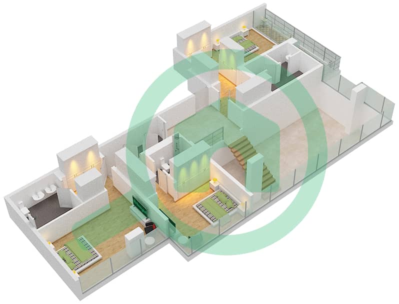 Здание 6B - Апартамент 4 Cпальни планировка Единица измерения 407 interactive3D