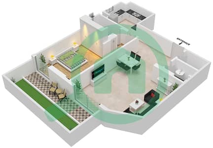 المخططات الطابقية لتصميم الوحدة 111 شقة 1 غرفة نوم - 2020 ماركيز