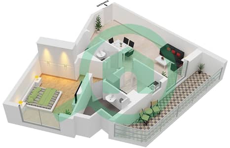 المخططات الطابقية لتصميم الوحدة 215 شقة 1 غرفة نوم - 2020 ماركيز