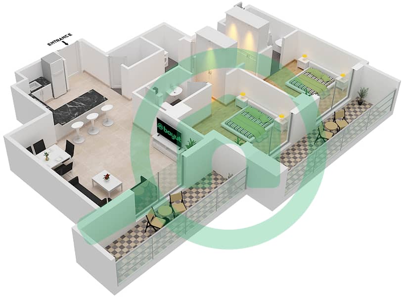 2020 Marquis - 2 Bedroom Apartment Unit 201 Floor plan Second Floor interactive3D