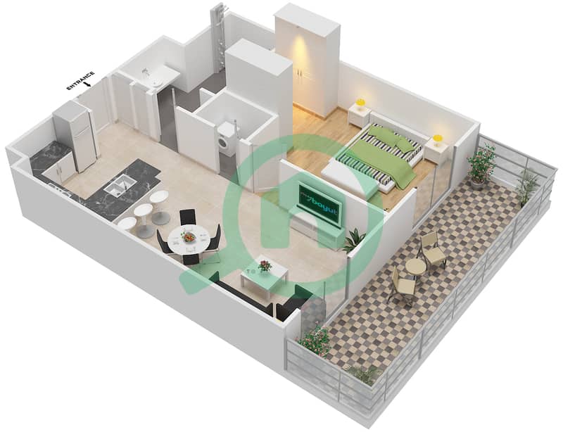 Eaton Place - 1 Bedroom Apartment Type 1 Floor plan interactive3D